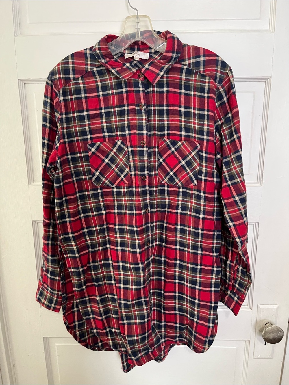 Entro Red & Black Plaid Button-Up Shirt L